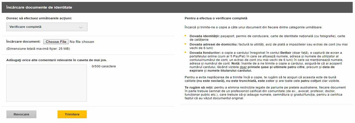 verificare cont betfair