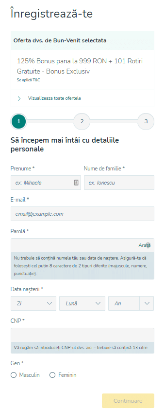 inregistrare vlad cazino pas 1
