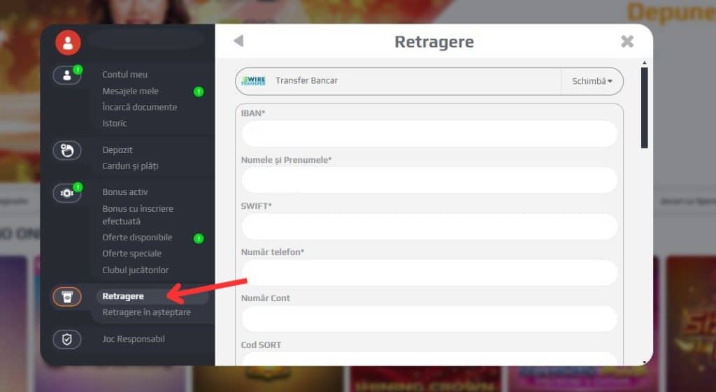 retragere netbet