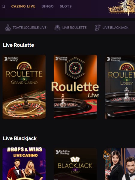 cashpot live casino sectiune