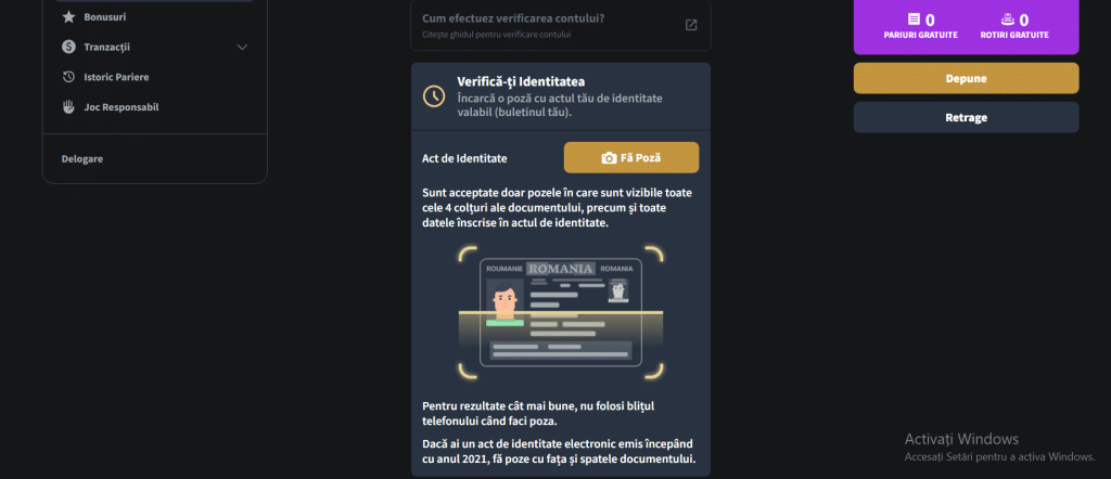 verificare conticazino act identitate