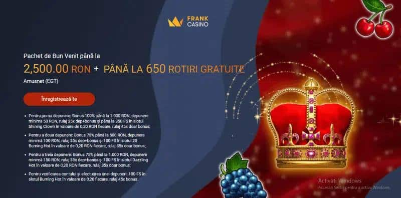 frank casino bonus de bun venit