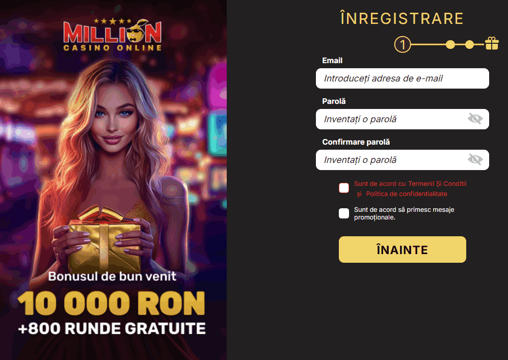 formular de inregistrare million casino
