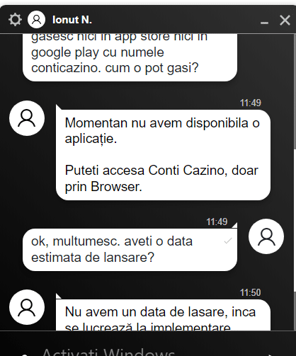livechat despre conticazino mobil