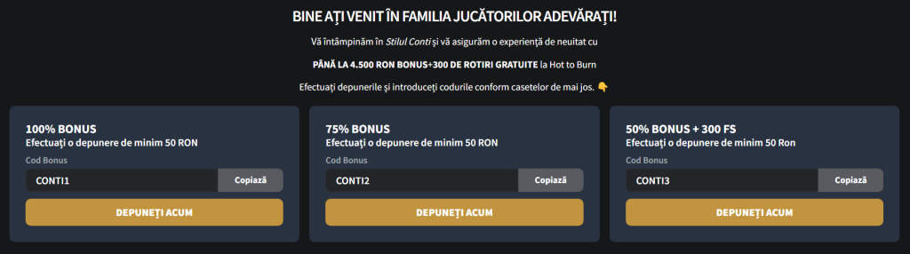 bonus bun venit conticazino
