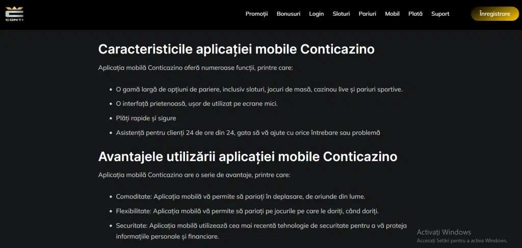 caracteristici si avantaje conticazino mobil