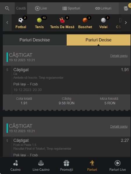 pariu castigat conti