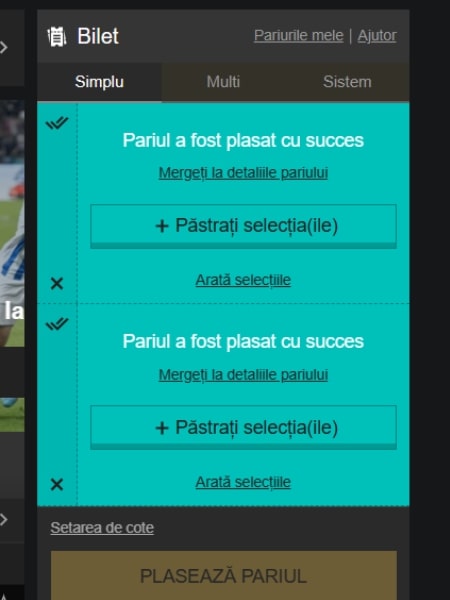 pariu plasat conti