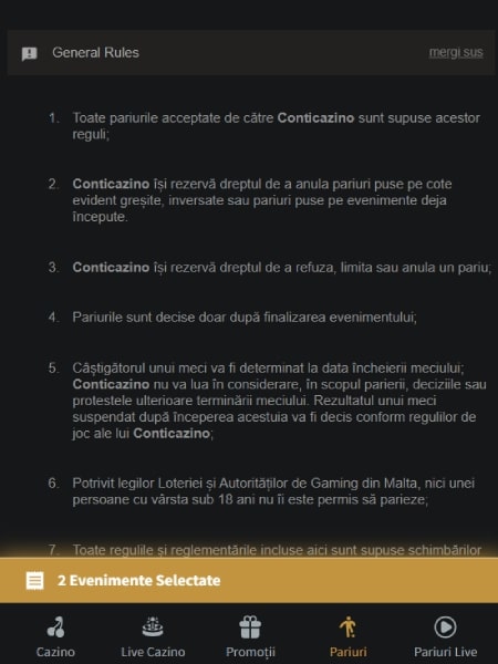 reguli pariuri conti