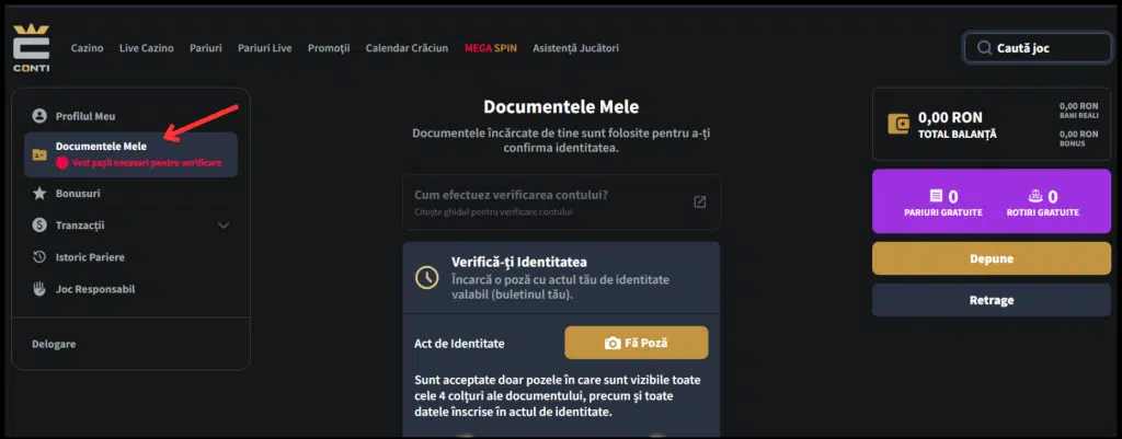 documentele mele validare conticazino