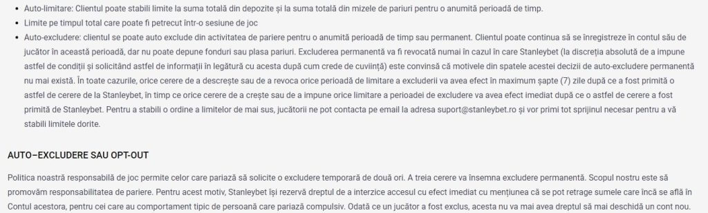joc responsabil stanleybet