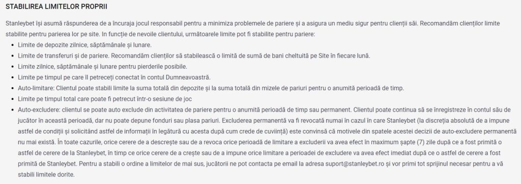 joc responsabil stanleybet
