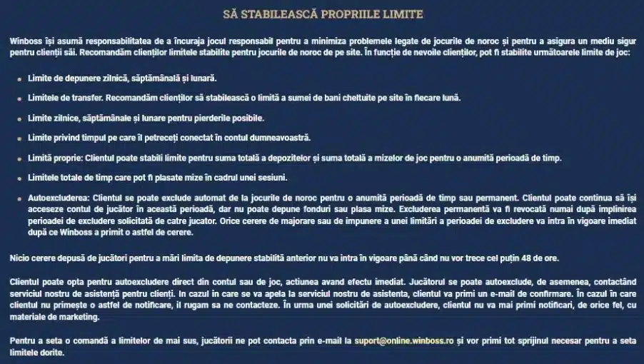 limite joc responsabil winboss