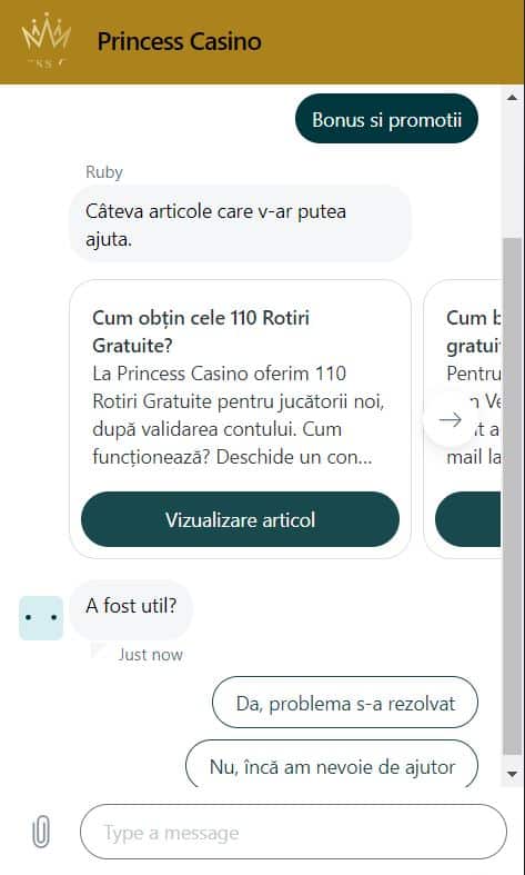 princess casino raspuns chatbot