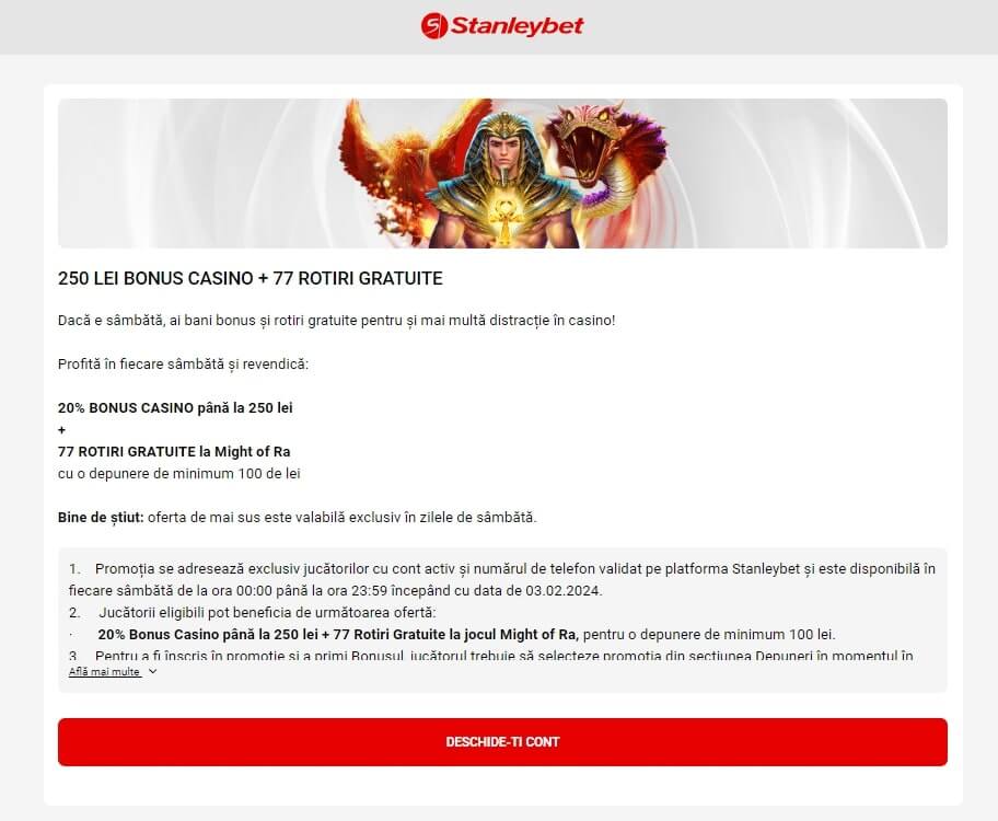 promotii stanleybet zilnice