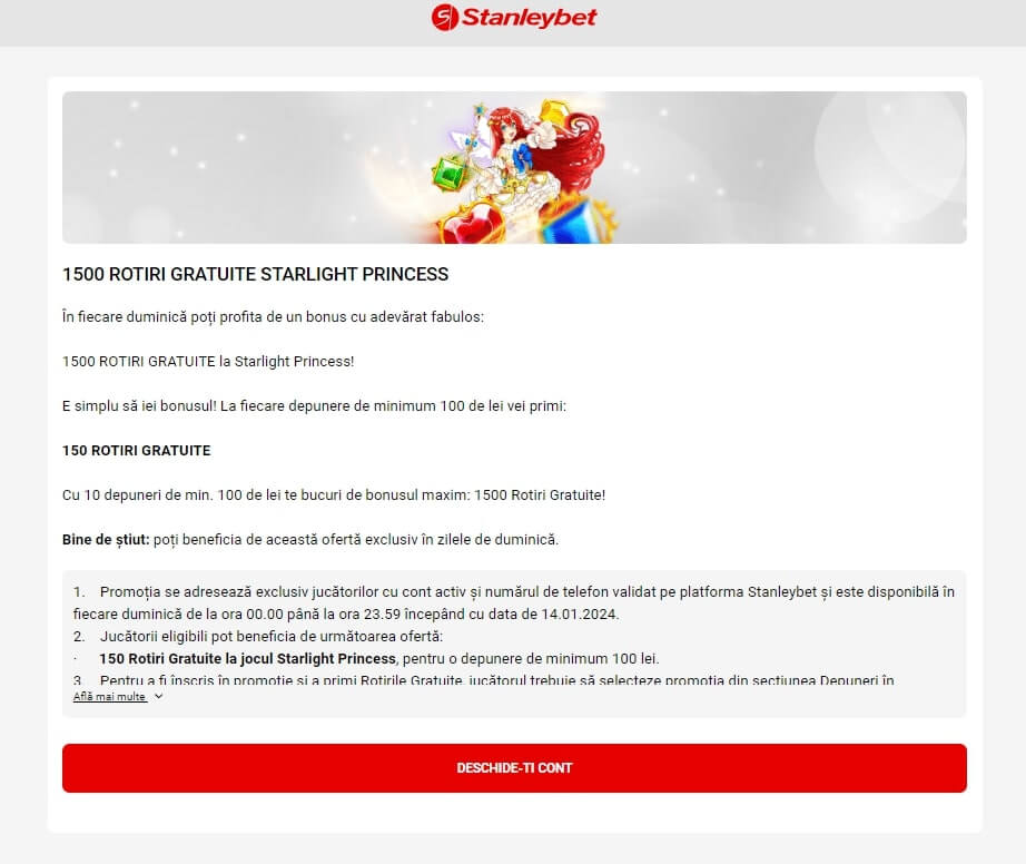 promotii stanleybet zilnice