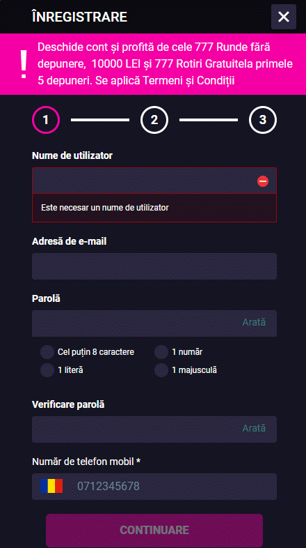Player Casino inregistrare