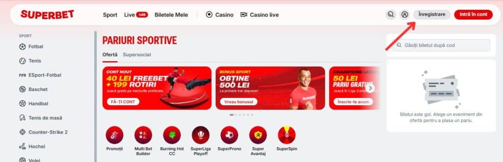 superbet inregistrare