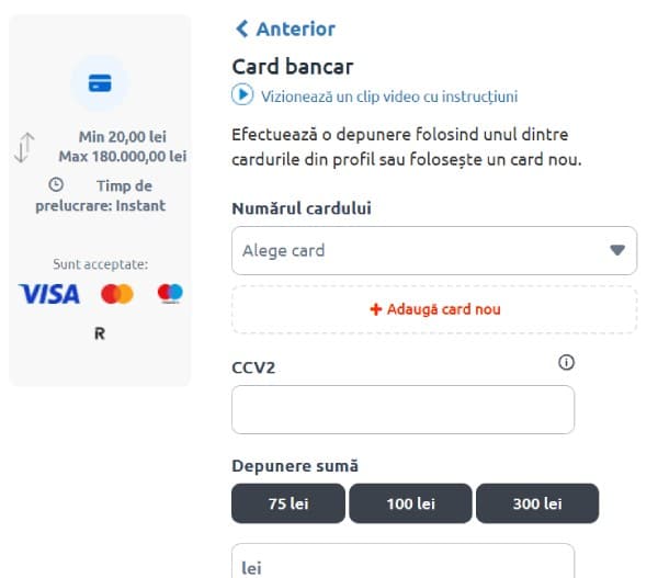 depunere minimă betano