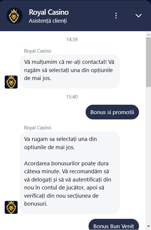 royal casino contact