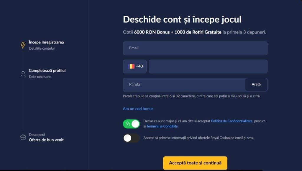 inregistrare royal casino