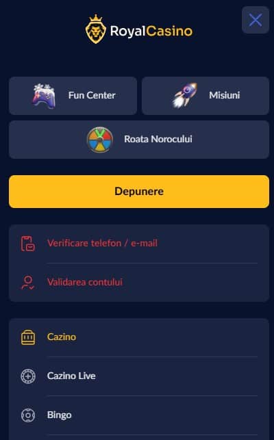 verificare cont royal casino