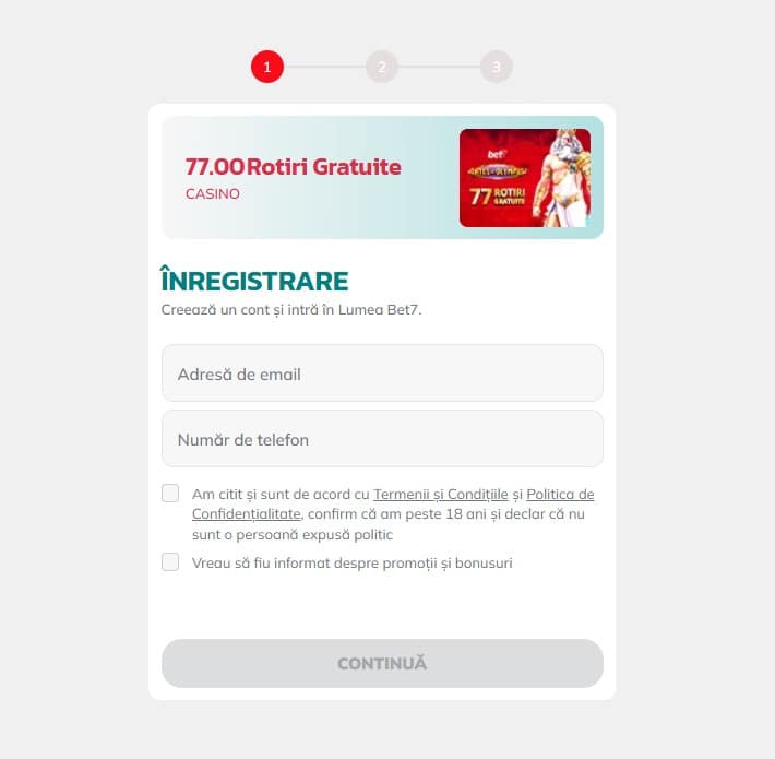 bet 7 bonus fara depunere