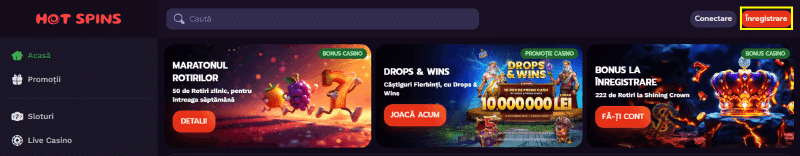 cum te înregistrezi la Hot Spins