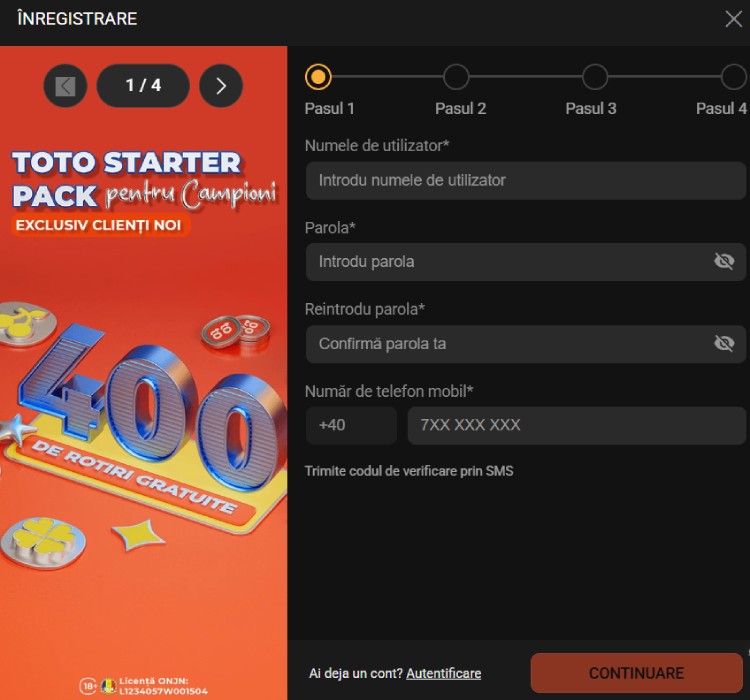formular de inregistrare toto gaming casino