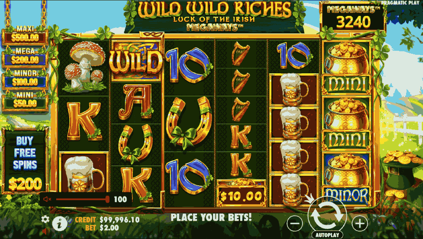 ecran joc wild wild riches megaways
